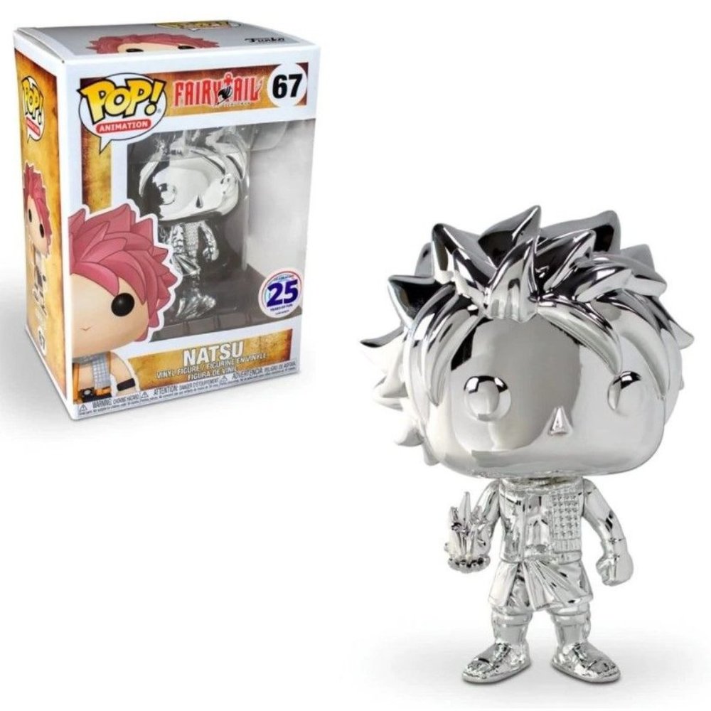 Funko Pop Funimation Exclusive 25th Anniv Silver Chrome 67 Fairy Tail Natsu